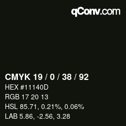 Color code: CMYK 19 / 0 / 38 / 92 | qconv.com