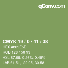 颜色代码: CMYK 19 / 0 / 41 / 38 | qconv.com