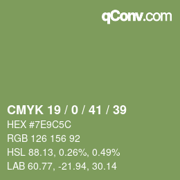 Farbcode: CMYK 19 / 0 / 41 / 39 | qconv.com