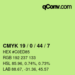 カラーコード: CMYK 19 / 0 / 44 / 7 | qconv.com