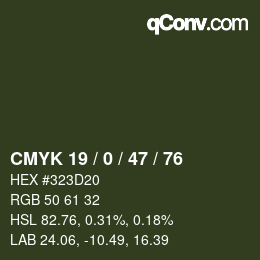 カラーコード: CMYK 19 / 0 / 47 / 76 | qconv.com