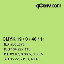 Color code: CMYK 19 / 0 / 48 / 11 | qconv.com
