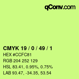 Color code: CMYK 19 / 0 / 49 / 1 | qconv.com