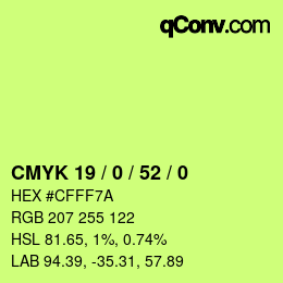Color code: CMYK 19 / 0 / 52 / 0 | qconv.com