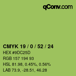 カラーコード: CMYK 19 / 0 / 52 / 24 | qconv.com