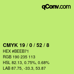 Color code: CMYK 19 / 0 / 52 / 8 | qconv.com