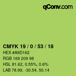 Color code: CMYK 19 / 0 / 53 / 18 | qconv.com