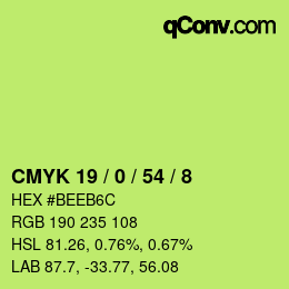 カラーコード: CMYK 19 / 0 / 54 / 8 | qconv.com