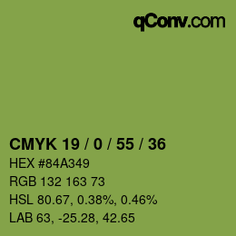 カラーコード: CMYK 19 / 0 / 55 / 36 | qconv.com