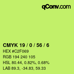 颜色代码: CMYK 19 / 0 / 56 / 6 | qconv.com