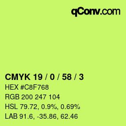 Color code: CMYK 19 / 0 / 58 / 3 | qconv.com