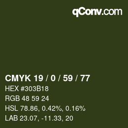 Color code: CMYK 19 / 0 / 59 / 77 | qconv.com