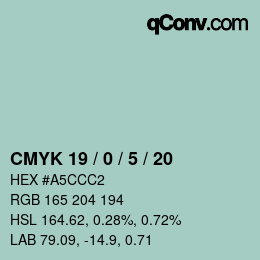 Color code: CMYK 19 / 0 / 5 / 20 | qconv.com