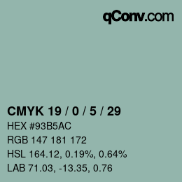 Farbcode: CMYK 19 / 0 / 5 / 29 | qconv.com