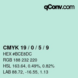 Color code: CMYK 19 / 0 / 5 / 9 | qconv.com