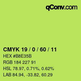 Color code: CMYK 19 / 0 / 60 / 11 | qconv.com
