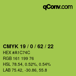 Color code: CMYK 19 / 0 / 62 / 22 | qconv.com