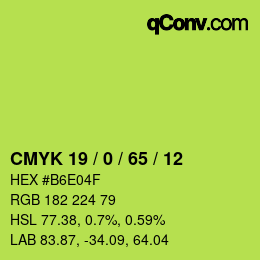 カラーコード: CMYK 19 / 0 / 65 / 12 | qconv.com