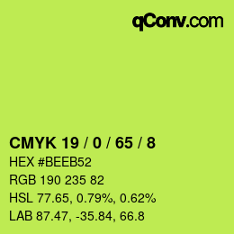 カラーコード: CMYK 19 / 0 / 65 / 8 | qconv.com