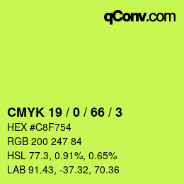 Color code: CMYK 19 / 0 / 66 / 3 | qconv.com