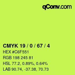 Color code: CMYK 19 / 0 / 67 / 4 | qconv.com