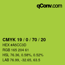 Color code: CMYK 19 / 0 / 70 / 20 | qconv.com