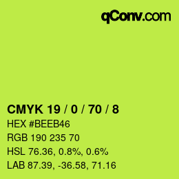 Color code: CMYK 19 / 0 / 70 / 8 | qconv.com