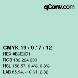 カラーコード: CMYK 19 / 0 / 7 / 12 | qconv.com