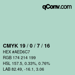 颜色代码: CMYK 19 / 0 / 7 / 16 | qconv.com