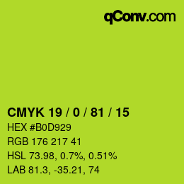 Farbcode: CMYK 19 / 0 / 81 / 15 | qconv.com