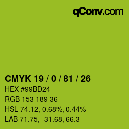 Color code: CMYK 19 / 0 / 81 / 26 | qconv.com