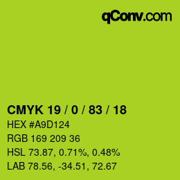 Farbcode: CMYK 19 / 0 / 83 / 18 | qconv.com
