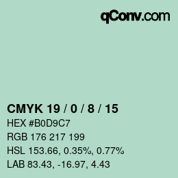 Color code: CMYK 19 / 0 / 8 / 15 | qconv.com