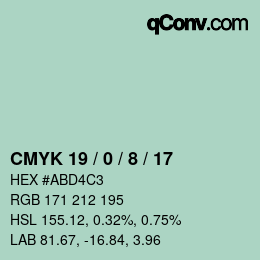 Color code: CMYK 19 / 0 / 8 / 17 | qconv.com