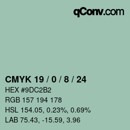 颜色代码: CMYK 19 / 0 / 8 / 24 | qconv.com