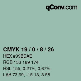 カラーコード: CMYK 19 / 0 / 8 / 26 | qconv.com