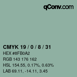 カラーコード: CMYK 19 / 0 / 8 / 31 | qconv.com
