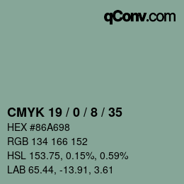 Color code: CMYK 19 / 0 / 8 / 35 | qconv.com