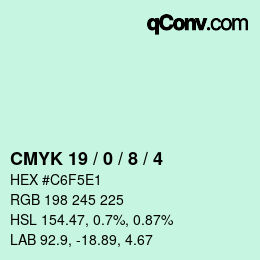 颜色代码: CMYK 19 / 0 / 8 / 4 | qconv.com
