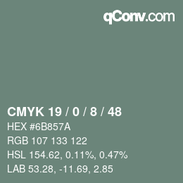 カラーコード: CMYK 19 / 0 / 8 / 48 | qconv.com