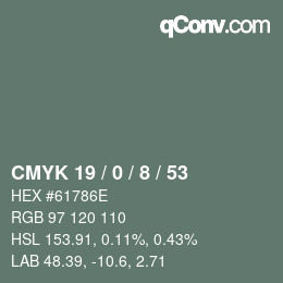 Color code: CMYK 19 / 0 / 8 / 53 | qconv.com