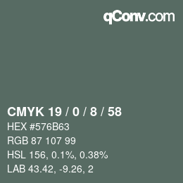 Color code: CMYK 19 / 0 / 8 / 58 | qconv.com