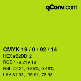 カラーコード: CMYK 19 / 0 / 92 / 14 | qconv.com