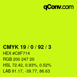 Color code: CMYK 19 / 0 / 92 / 3 | qconv.com