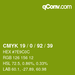 カラーコード: CMYK 19 / 0 / 92 / 39 | qconv.com