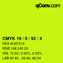 Color code: CMYK 19 / 0 / 92 / 4 | qconv.com