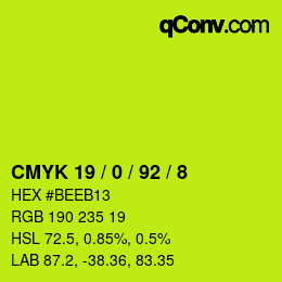 Color code: CMYK 19 / 0 / 92 / 8 | qconv.com