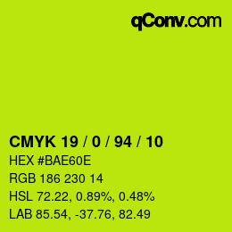 Color code: CMYK 19 / 0 / 94 / 10 | qconv.com