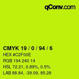 Color code: CMYK 19 / 0 / 94 / 6 | qconv.com