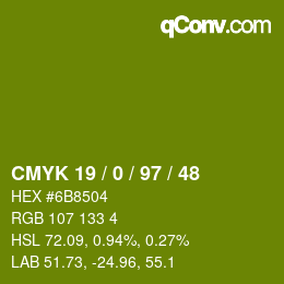 Código de color: CMYK 19 / 0 / 97 / 48 | qconv.com
